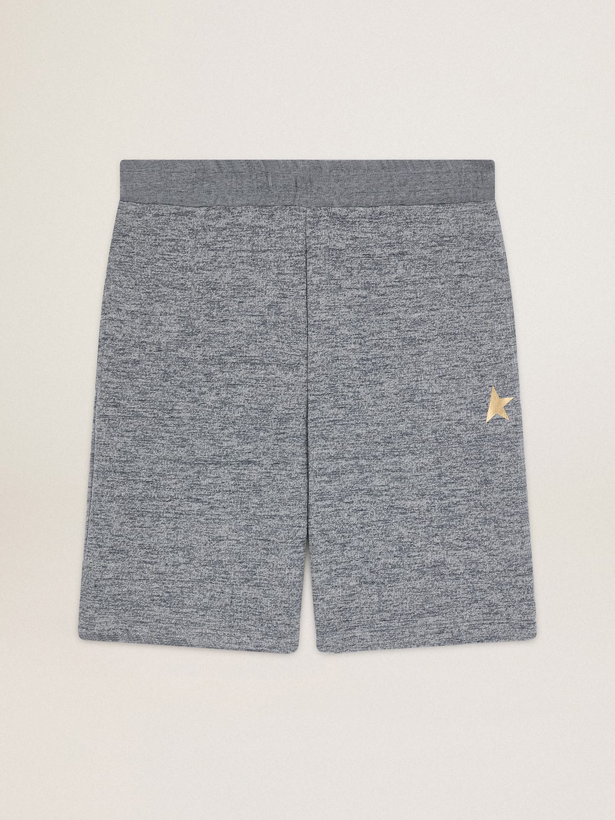 Men's melange gray Bermuda shorts with gold star